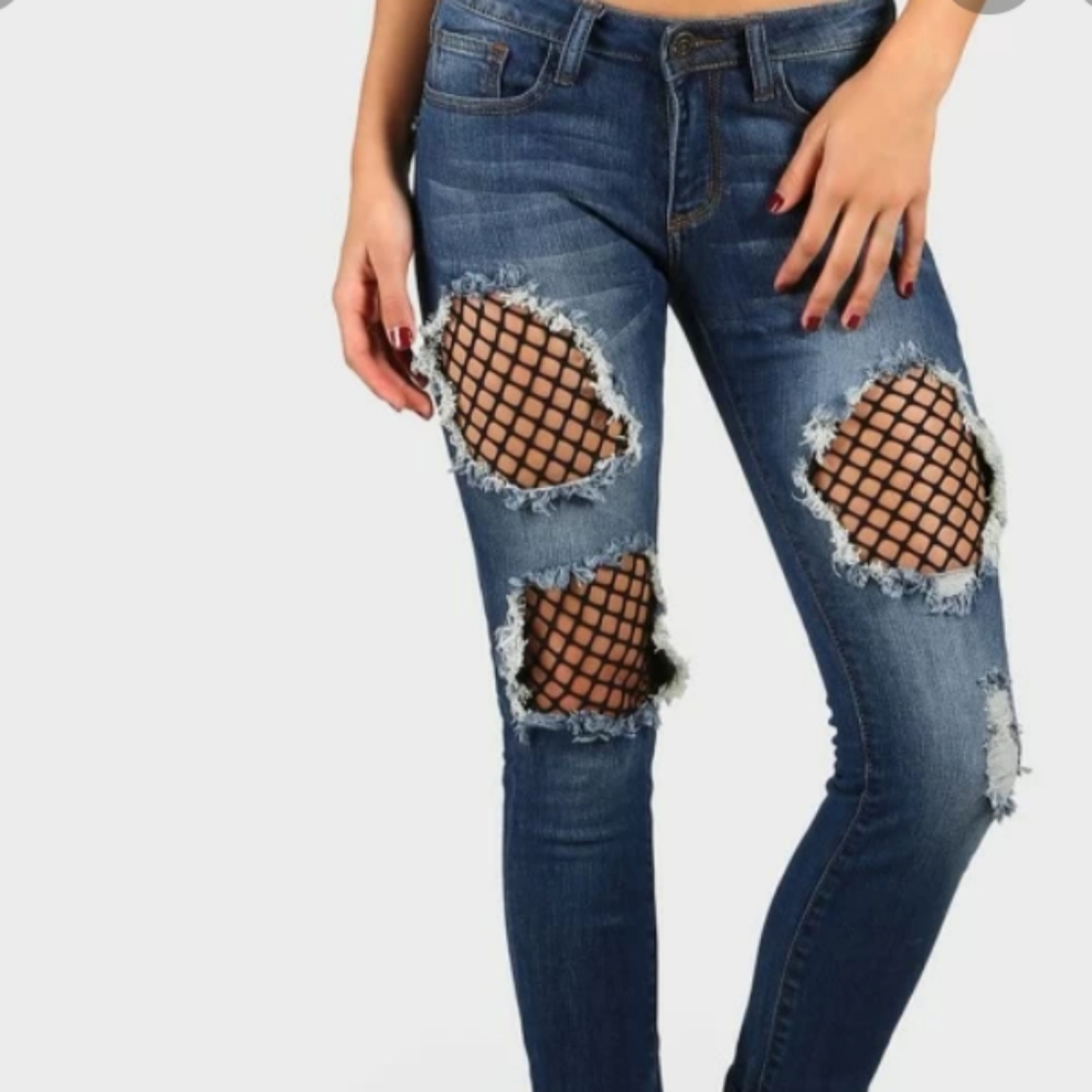 Thrill Fishnet ripped jeans